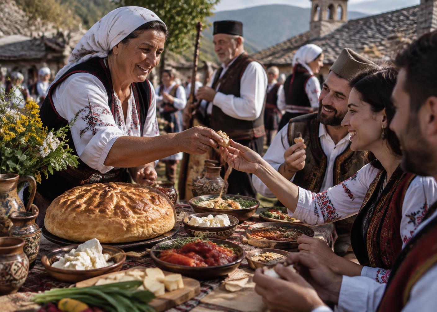 Balkan food shared at a cultural gathering